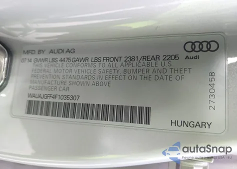 2015 Audi A3 2.0 Tdi Premium из США, поврежденный, VIN WAUAJGFF4F1035307